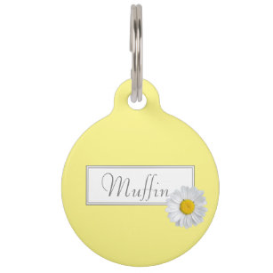 Daisy floral pattern yellow vibrant  pet tag