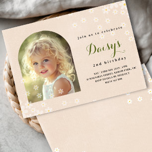 Daisy Floral Photo Birthday Invitation
