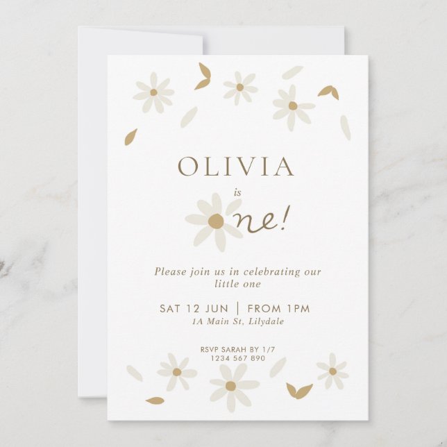 Daisy Floral Première Invitation d'anniversaire -  (Devant)