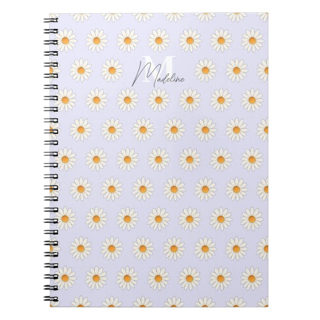 Daisy Floral Spiral Notebook – Personalized Name (Front)