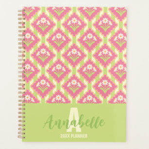 Daisy Floral Striped Pattern Pink Green Orange Planner