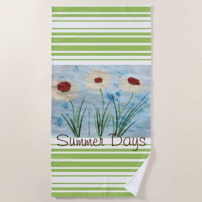 Daisy Floral Style Beach Towel (Front)