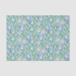 Daisy Floral White Blue Pattern Tissue Paper