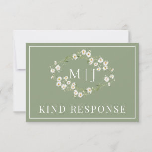Daisy Floral Wreath Formal Wedding RSVP Card