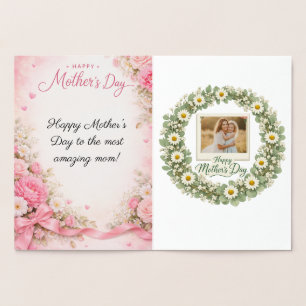 Daisy Floral Wreath Mother's Day Card 