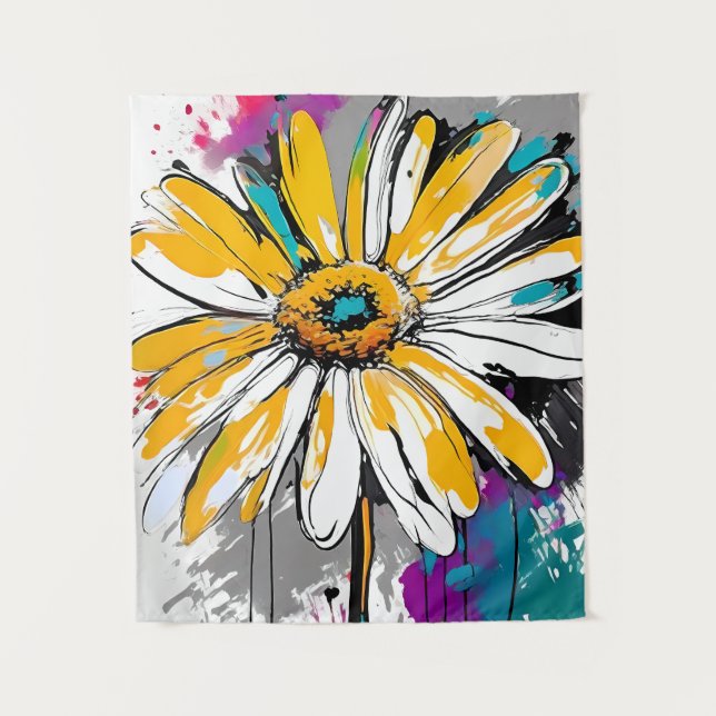 Daisy Flower Abstract Art Floral Colourful Bright Tapestry (Front)