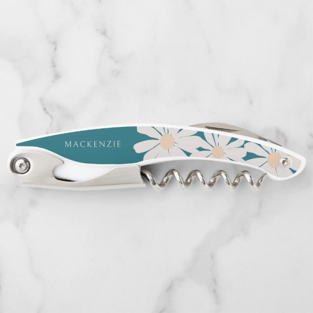 Daisy Flower add your name personalized Corkscrew (Front)