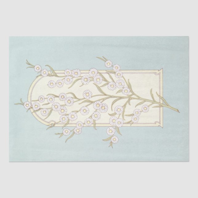 Daisy Flower Arch Teal Blue Decoupage Art Tissue Paper (Front)