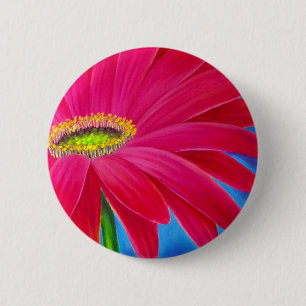 DAISY FLOWER ART - MULTI 2 INCH ROUND BUTTON