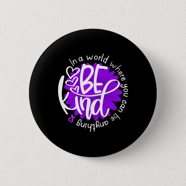 Daisy Flower Be Kind Purple Overdose Awareness Kin 2 Inch Round Button (Front)