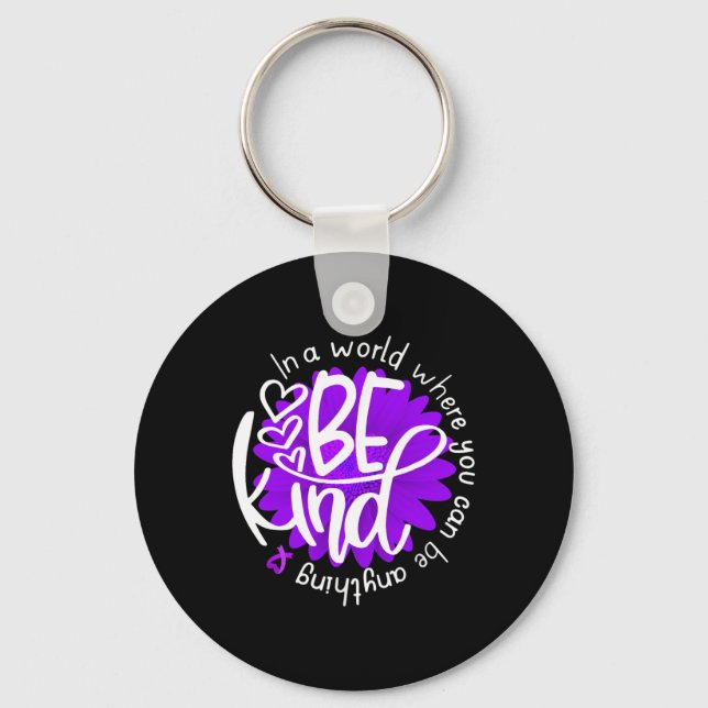 Daisy Flower Be Kind Purple Overdose Awareness Kin Keychain (Front)