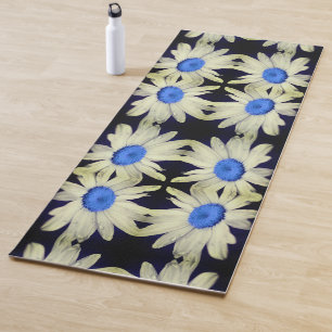 Daisy Flower Blue Centre Raindrops Abstract  Yoga Mat