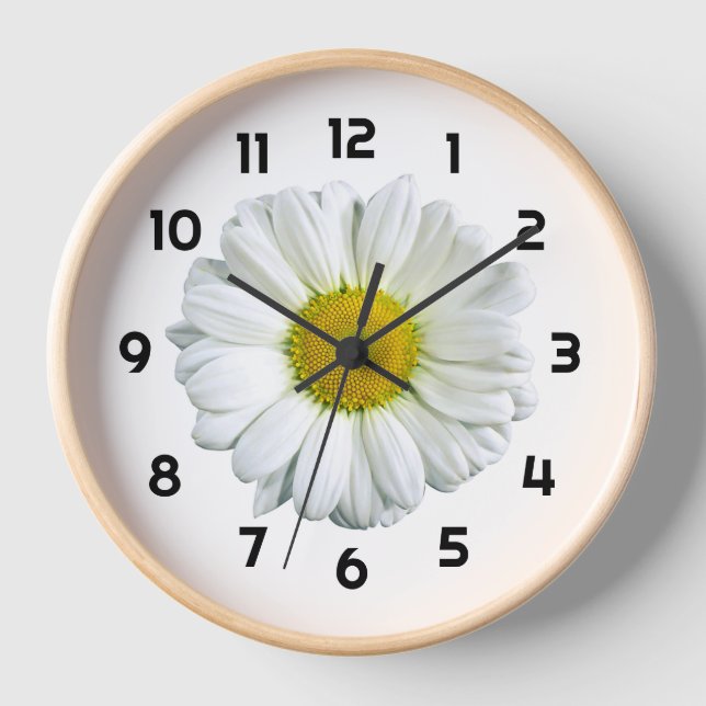 Daisy Flower Boho Wall Clock (Front)