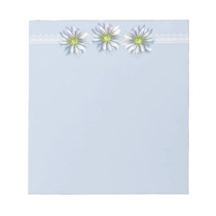 Daisy Flower Botanical Drawing Pastel Blue Notepad