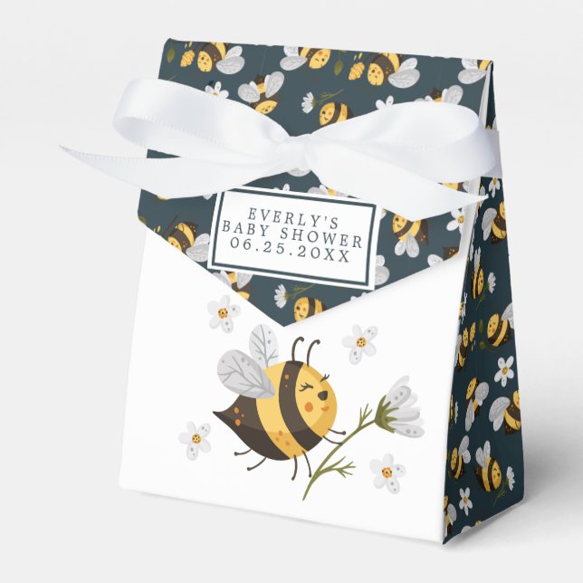 Daisy Flower Bumblebee Bee Baby Shower Favor Box (Front Side)