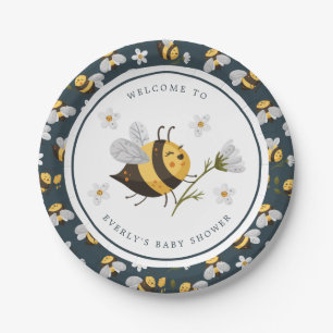 Daisy Flower Bumblebee Bee Baby Shower Paper Plate