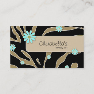Daisy Flower Business Card Zebra Khaki BB