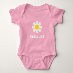 Daisy flower Custom Name Personalized Baby Girl Bodysuit