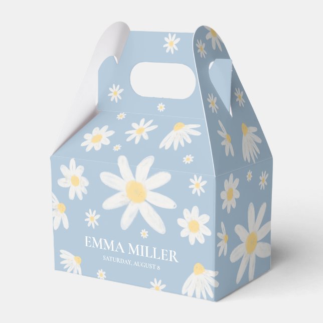 Daisy Flower Dusty Blue  Favor Box (Front Side)