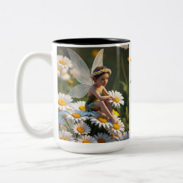 Daisy Flower Fairy  Two-Tone Coffee Mug