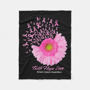 Daisy Flower Faith Hope Love Breast Cancer Awarene Fleece Blanket