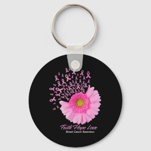 Daisy Flower Faith Hope Love Breast Cancer Awarene Keychain