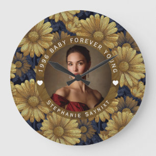 Daisy Flower Fifty Birthday Custom Large Clock