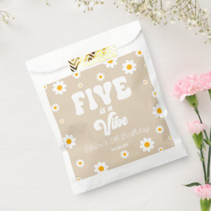 Daisy Flower Five Is A Vibe 5th Birthday Party Favour Bag
