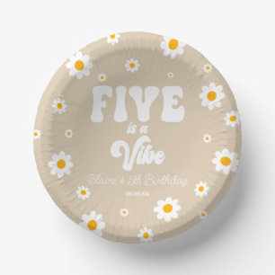 Daisy Flower Five Is A Vibe 5th Birthday Party Paper Plate