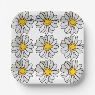 Daisy Flower Floral Daisy Party Paper Plate