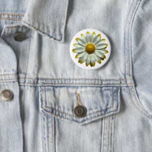 Daisy Flower - Floral Spring Summer Garden Blossom 2 Inch Round Button