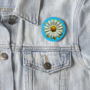 Daisy Flower - Floral Spring Summer Present Decor 2 Inch Round Button