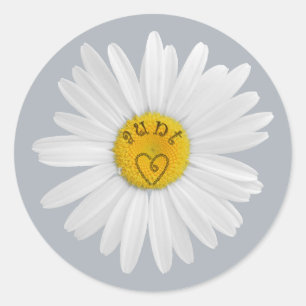 Daisy Flower For Aunt Art Customize Background Classic Round Sticker