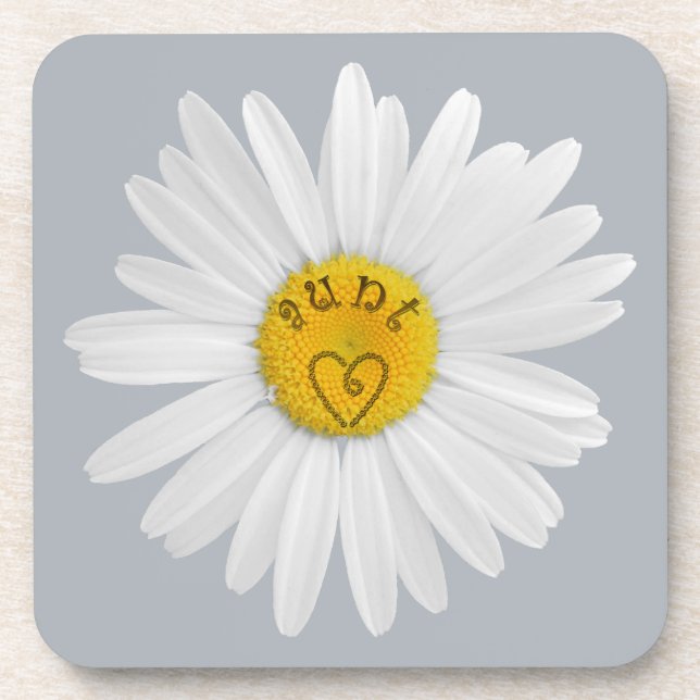 Daisy Flower For Aunt Art Customize Background Coaster (Front)