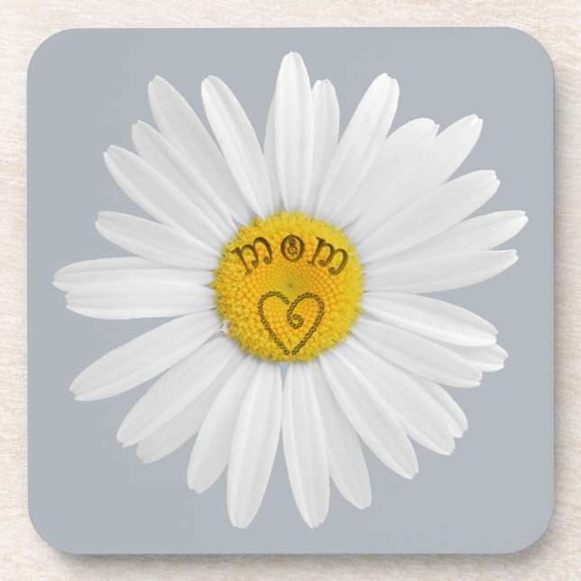Daisy Flower For Mom Art Customize Background Coaster (Front)