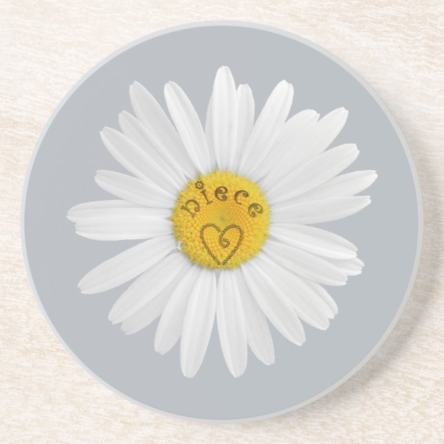 Daisy Flower For Niece Art Customize Background Coaster (Front)