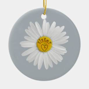 Daisy Flower For Sister Art Customize Background Ceramic Ornament