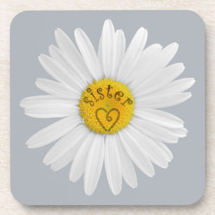 Daisy Flower For Sister Art Customize Background Coaster