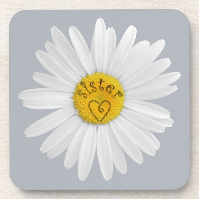 Daisy Flower For Sister Art Customize Background Coaster (Front)