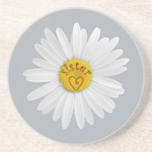 Daisy Flower For Sister Art Customize Background Coaster