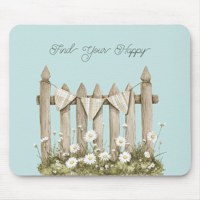 Daisy Flower Garden Fence Mouse Pad (Front)