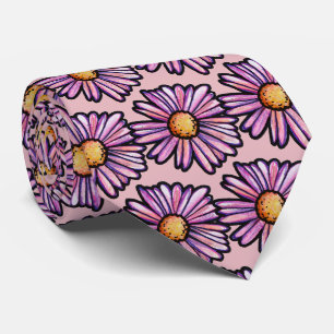Daisy Flower Illustration                          Tie
