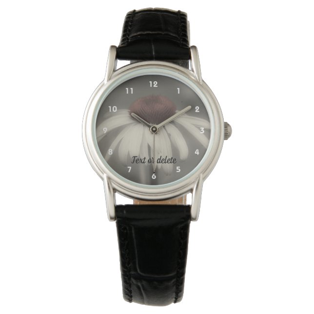 Daisy Flower In Black And White Personalized Watch (Front)