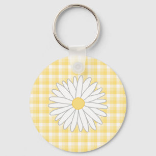 Daisy Flower in Yellow and White. Keychain
