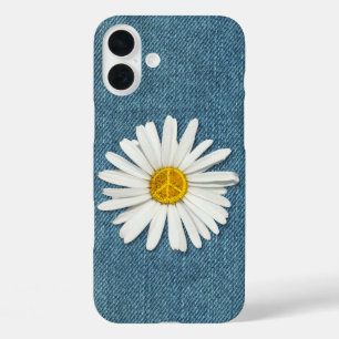 Daisy Flower Inner Peace Symbol Sign - Denim Jeans iPhone 16 Plus Case