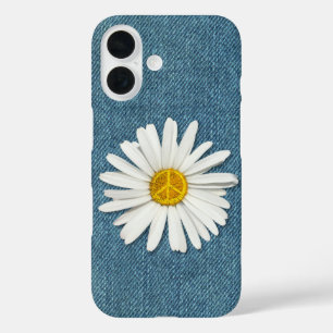 Daisy Flower Inner Peace Symbol Sign - Denim Jeans iPhone 16 Case