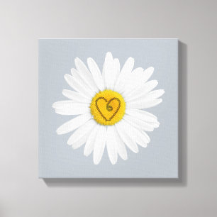 Daisy Flower Love Art Customize Background Canvas Print