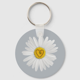 Daisy Flower Love Art Customize Background Keychain