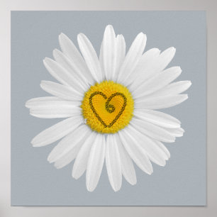 Daisy Flower Love Art Customize Background Poster