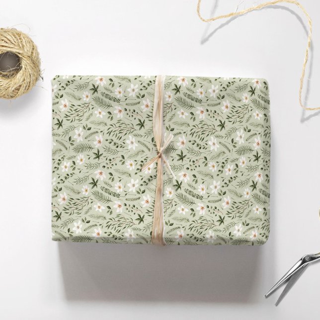 Daisy Flower Mint Floral  Wrapping Paper (Creator Uploaded)